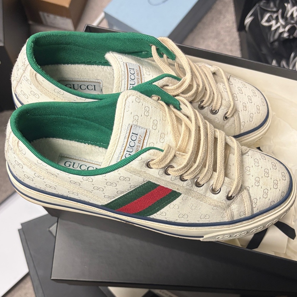 Gucci Beige and Green Men's Sneakers